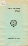 Department of Music Programs 1970 - 1971
