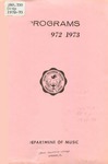 Department of Music Programs 1972 - 1973