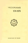 Department of Music Programs 1974 - 1975