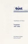 Department of Music Programs 1985 - 1986